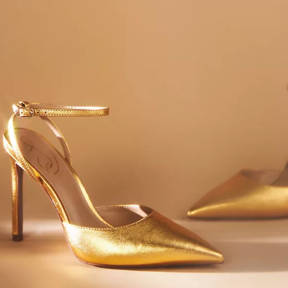 Anthropologie x Sam Edelman Shimmering Gold Heels 8.5